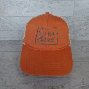 Pure Bred Oregon Hat Orange Ivory Mesh Snapback Trucker Style Cap Organic